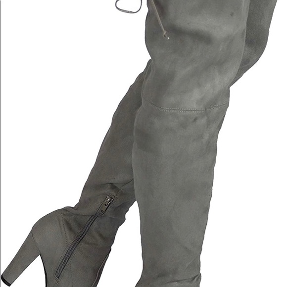 Wild Diva lounge over the knee gray boots NEW 8.5 - Picture 2 of 7